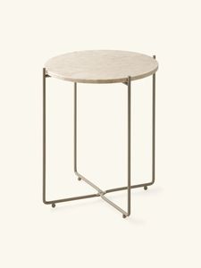 Mesa auxiliar de lujo moderna de Venta caliente, marco de hierro hecho a mano y mesa auxiliar superior de vidrio, mesa auxiliar redonda de Metal Glam - Product Image 3