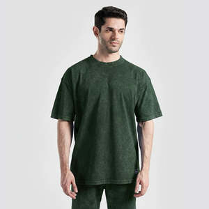 T-shirts imprimés vert délavé style streetwear en jersey épais 300 grammes, disponibles par sérigraphie - Product Image 2
