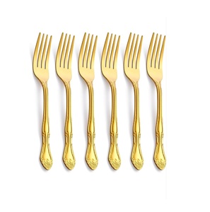 Juego de cubiertos de acero inoxidable con espejo de 6 piezas con diseño en relieve único Fiesta de comedor sofisticada de diseño elegante de calidad superior - Product Image 5