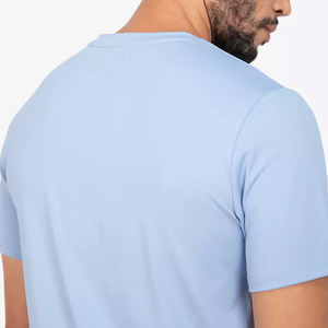 T-shirts sportifs personnalisés 100% coton pour hommes, vêtements de yoga respirants à séchage rapide et à manches courtes, coupe régulière, entraînement de salle de sport décontracté, vente en gros - Product Image 3