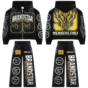 Custom Brand Tracksuit for Men <b>Zip</b> <b>up</b> <b>Hoodie</b> Screen Printed DGT Printed Distressed <b>Hoodie</b> Sweat Suit Sets Cotton Winter - Product Image 6