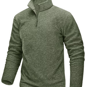 Color sólido secado rápido nuevo diseño de moda de algodón de talla grande nuevo estilo verano manga larga cuarto cremallera polos hombres - Product Image 1