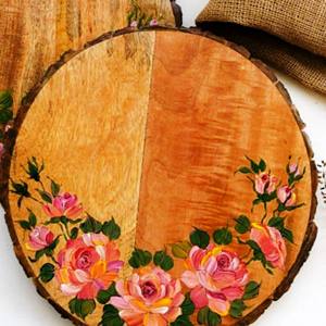 Corteza de efecto madera Producto de Venta caliente Bandeja de servicio de corteza de árbol de 10 pulgadas 3 Losa de madera redonda 3 - Product Image 6