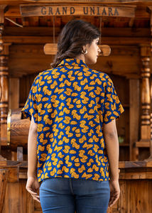 Top informal de rayón 100%, estampado floral ecológico con motivos étnicos hechos a mano, ropa de verano transpirable, Top cómodo - Product Image 3