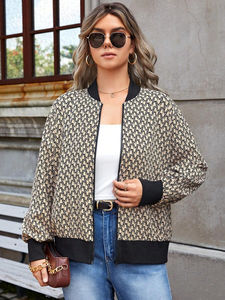 Sublimación de las mujeres Casual Stand Collar Zipper Up Floral Bomber Jacket Coat Floral Printed Outwear chaqueta - Product Image 5