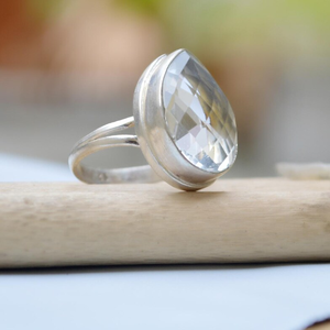 แหวนพลอยบุษราคัมสีขาวตัดรูปดอกกุหลาบ925เงินสเตอร์ลิงของขวัญแต่งงานสไตล์โบฮีเมียนเครื่องประดับอัญมณีธรรมชาติที่สง่างามเพื่อความชัดเจน - Product Image 3