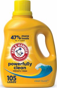 ARM & HAMMER Powerfully Clean Liquid Laundry <b>Detergent</b>, Clean Burst Scent, 105 Loads, 105 fl oz - Product Image 3