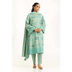 IUSTKSD-1270 Traje de Satén Bordado de 3 Piezas con Pashmina - Product Image 6