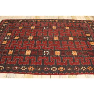 Tapis vintage de grande taille 5,4 x 9,3 pieds, tapis turc en laine ombrée rouge et noir - Product Image 2