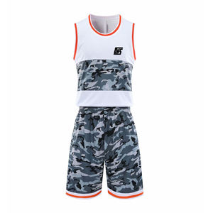 ชุดบาสเก็ตบอลเสื้อแขนกุดและกางเกงขาสั้นชุดชุดบาสเก็ตบอลผ้าระบายอากาศสำหรับการแข่งขัน - Product Image 1