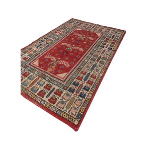 Alfombra Grande de Lana Kiaan, Tejida a Mano, con Medallón Abstracto Rojo y Naranja, Rectangular, para el Hogar - Pae-5919, para Entrada, Pasillo, Sala de Estar - Product Image 2