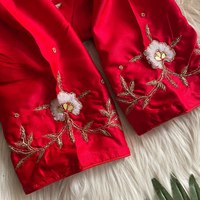 Chemisier Saree en soie pour femmes de haute qualité Broderie de fil artisanale Style traditionnel Prêt-à-porter pour les fêtes de festival indiennes