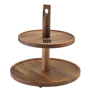 <b>Rounded</b> Cup Cake Server <b>Folding</b> Cake Platter Stand With Bone Inlay Finishing Dinner <b>Table</b> Centerpieces Wooden Cake Stand - Product Image 2