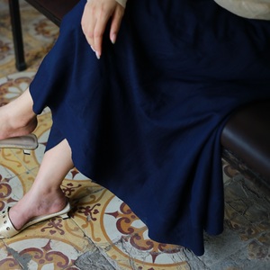 Elegant XS Size Linen A-Line <b>Skirt</b> Casual Style Pockets Rayon Woven Natural Waistline Breathable Eco-Friendly Plaid Midi Latest - Product Image 1