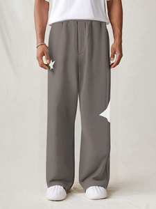 Pantalones de chándal deportivos para hombre, diseño de fábrica, logotipo personalizado, estampado, holgado, de lona, para gimnasio, pantalones informales, ropa de Fitness de Color medio personalizado - Product Image 2