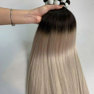 Venta al por mayor a granel para Ombre teñido Remy extensiones de cabello humano fuente de alta virgen recto trenzado trama paquetes - Product Image 5