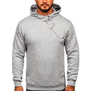 Sudadera con capucha de lana de algodón gris jaspeado de corte clásico para hombre 100% sudadera lisa con logotipo personalizado bordado e impreso para invierno - Product Image 2