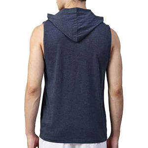 <b>sleeveless</b> gym <b>hoodie</b> <b>men</b> Plain dyed solid colors pullover cotton <b>sleeveless</b> Hoodies workout Active wear <b>sleeveless</b> hood - Product Image 2