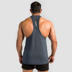 Men's XL Gym <b>Vest</b> Grey GA Puch <b>Stringer</b> Sportswear Compression Muscle Tank Top with Hood Plain 3D Style - Product Image 2