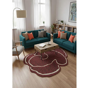 Modern <b>Blue</b> Designer Carpet Irregular Clover Shape Hand Tufted Wool Area <b>Rug</b> Custom Home Decor with Latex Backing New Year Gift - Product Image 6