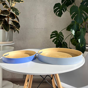 Ensemble de plateaux durables en fibre naturelle enroulée pour fête d'événement servant des plateaux solides en bambou filé pour aliments et boissons - Product Image 2