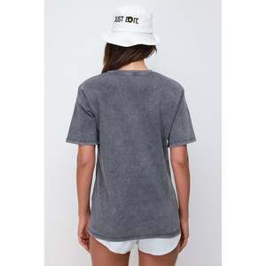 T-shirt ample décontracté à col rond et manches longues 100% polyester surdimensionné - Product Image 5