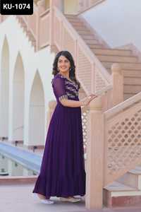 Indian Traditional Wear Faux Blooming With <b>Sequins</b> Multithreaded Beads Embroidered Work Anarkali Gown with <b>Plus</b> <b>Size</b> Available - Product Image 5