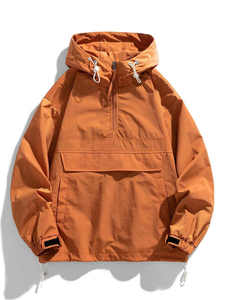 Blouson bomber à capuche oversize pour homme, coupe-vent, toile imperméable, couleurs et logos personnalisables, style hip-hop, style universitaire - Product Image 4