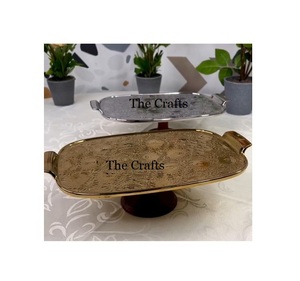 ถาดเสิร์ฟอลูมิเนียมพร้อมฐานไม้สำหรับตกแต่งบนโต๊ะอาหาร - Product Image 1