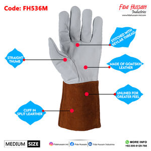 Guantes de seguridad de piel de vaca personalizados, protección contra el calor y el fuego con estilo de pulgar recto para soldadura TIG y Mig - Product Image 2