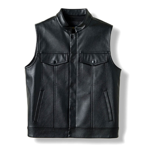 Gilet en cuir personnalisé de haute qualité pour hommes, vêtements de mode décontractés confortables pour la décoration des boutons d'hiver, vente en gros - Product Image 1