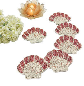 Sous-verre en verre perlé, motif coquillage, pour décoration de table de fête de plage, prix de gros - Product Image 5