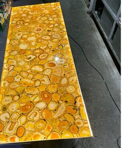 Losa de encimera de piedra translúcida de ónix de ágata de cristal amarillo Natural retroiluminada personalizada para Bar Vanity Island Table Top - Product Image 3