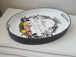 Plateau rond en résine époxy de luxe, plateau de service, table basse, organisateur de rangement alimentaire, cuisine, maison, restaurant, hôtel, vaisselle, poignée - Product Image 3