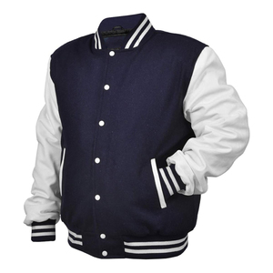 Chaquetas de invierno universitarias de talla grande para hombre, venta al por mayor, chaqueta de invierno de béisbol con letras lisas y logotipo personalizado en blanco para hombre - Product Image 2