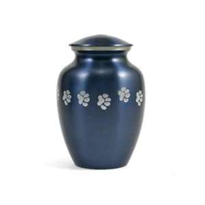 Urna de cremación con banda con estampado de pata dorada, acabado de esmalte blanco, urnas para mascotas, artesanías, urnas de cremación metálicas de alta calidad y tarro para cenizas - Product Image 3