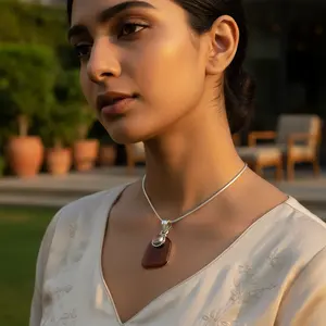 Colgante de Plata 925 con Cuarzo Rosa para Mujer, Estilo Religioso, Joyería con Piedras Preciosas Doradas, Patrón de Dibujos Animados, Cristal de Jade como Piedra Principal - Product Image 1