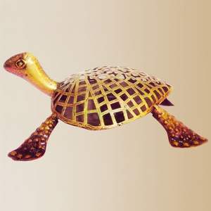 Porte-bougie élégant en métal artisanal en forme de tortue, écologique, centre de table pour Diwali et décoration spirituelle - Product Image 2