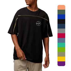 Camiseta Unisex de gran tamaño para hombre de algodón 100% de alta calidad personalizada 300GSM cuello redondo hombro caído Casual manga corta - Product Image 1