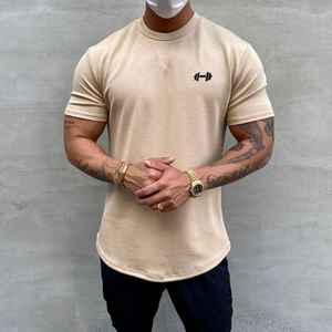 เสื้อยืดออกกำลังกายผ้าฝ้ายยืดหยุ่นสูง-ทรงหลวมฟิตเนสยิมของผู้ชายพร้อมพิมพ์ลายหน้าจอเพื่อความสบายที่ผ่อนคลาย - Product Image 6