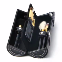 Manche en bois noir fond de teint lèvres Kit de pinceaux cosmétiques avec support étui à gobelet miroir professionnel 9 pièces ensemble de pinceaux de maquillage