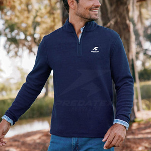Suéter con cremallera de cuarto de mezcla de algodón informal ligero de alta calidad diseño cómodo de cuello levantado para invierno precio al por mayor - Product Image 3