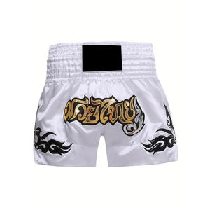 Shorts de boxe MMA en toile solide de haute qualité grande taille Muay Thai pour hommes et femmes avec fonction extensible Position du logo avant - Product Image 1