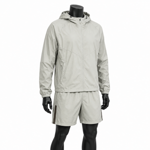 Conjunto de Chaqueta Cortavientos con Capucha y Pantalones Cortos para Hombre, Ligero, Impermeable, Transpirable, para Correr, Deporte al Aire Libre - Product Image 3