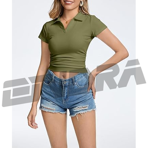 New Collection 2026 <b>Olive</b> <b>Green</b> Short Crop Women's Casual <b>T</b>-<b>shirt</b> Breathable Eco-friendly 100% Cotton Soft Fabric Stylish Modern - Product Image 2