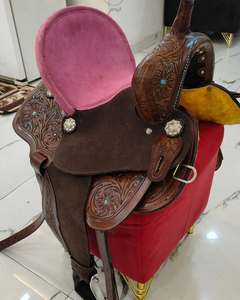 Selles de barrel racing western en cuir, avec assise rigide en plastique, taille personnalisée, fabricants OEM, best-seller équestre, durables - Product Image 2