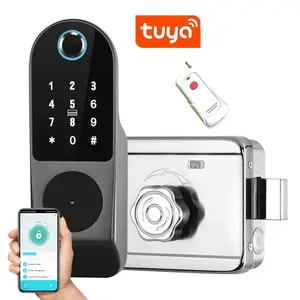 Smart Lock Digital Passcode NFC-Karte Tuya WLAN Fingerabdruck elektronisches Randschloss für Tor Garten mit RF433 Schlüsselanhängersteuerung