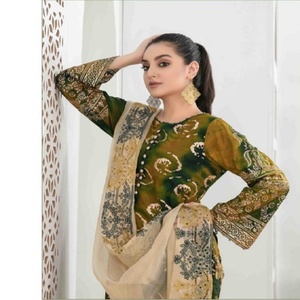 Tawakkal-traje de 3 piezas con mesa dorada impresa, ropa de la India y paquistaní de marca Original - Product Image 4