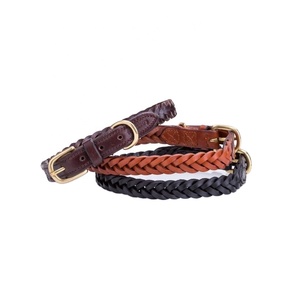 Collar de perro de cuero genuino hecho a mano exclusivo proveedor superior mayorista y fabricante tamaños disponibles diseño trenzado sólido - Product Image 1