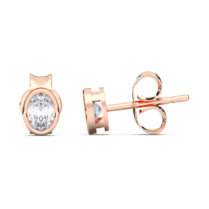 ต่างหูเม็ดเดี่ยวมอยส์ซอไนต์0.50Ct รูปไข่สีดอกกุหลาบ14K ปรับแต่งได้ - Product Image 2